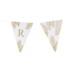 5 Fanions Blancs et Paillettes Or " R " - Fougère