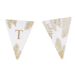 5 Fanions Blancs et Paillettes Or " T " - Fougère