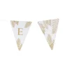 5 Fanions Blancs et Paillettes Or " E " - Fougère