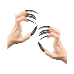 10 Faux Ongles de Sorcière Longs et Noirs