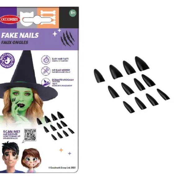 12 faux ongles noirs d'Halloween
