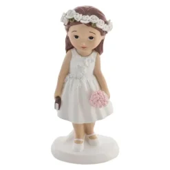 Figurine de communiante avec bible et bouquet - 6,2 x 5 x 15,1 cm - Communion
