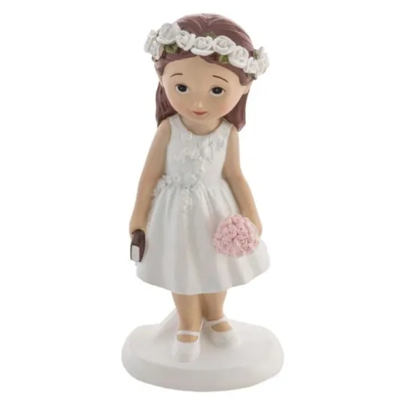 Figurine de communiante avec bible et bouquet - 6,2 x 5 x 15,1 cm - Communion