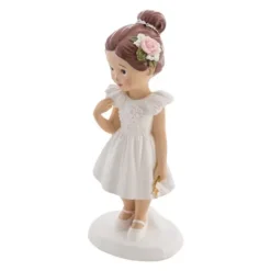 Figurine de communiante avec croix - 6,1 x 5 x 15,5 cm - Communion