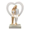 Figurine à poser - 16 x 9,5 x 26 cm - Couple assis sur cadre en forme de cœur