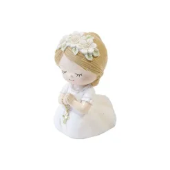 Figurine pour communion - 5,2 x 3,5 x 3,5 cm - Communiant agenouillé avec chapelet - Modèle au choix