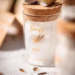Fiole en verre avec bouchon en liège "Pour La Vie" - Or