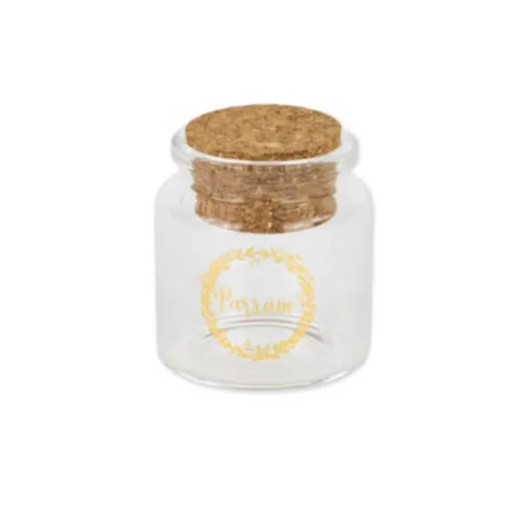 Fiole en Verre avec Bouchon en Liège - Parrain - Or
