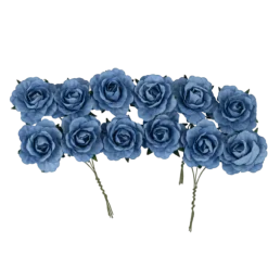 6 fleurs adhésives en papier - 5 cm - Couleur au choix