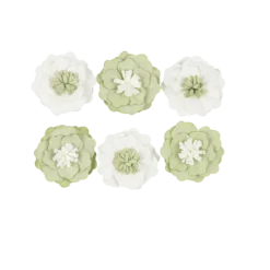 6 fleurs adhésives en papier - 5 cm - Couleur au choix