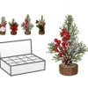 Fleurs de Noël sur rondin en bois - 21 cm - Modèle Aléatoire