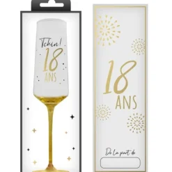 Flûte à champagne en verre pour anniversaire - Âge au choix