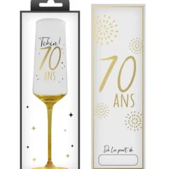 Flûte à champagne en verre pour anniversaire - Âge au choix