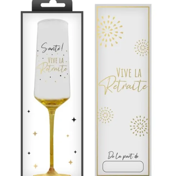 Flûte à champagne "Vive la Retraite" en verre - Retraite