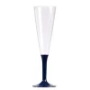 10 Flûtes à Champagne en Plastique - Pied Bleu Marine