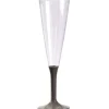10 Flûtes à Champagne Plastique Pied Taupe