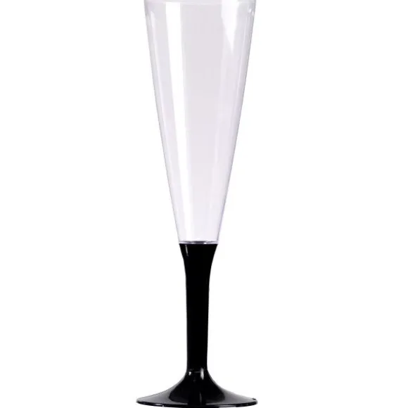 10 Flûtes à Champagne Plastique Pied Noir