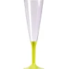 10 Flûtes à Champagne Plastique Pied Vert Anis