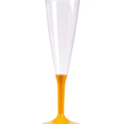 10 Flûtes à Champagne Plastique Pied Orange