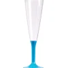 10 Flûtes à Champagne Plastique Pied Turquoise