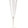 10 Flûtes à Champagne Plastique Pied Blanc
