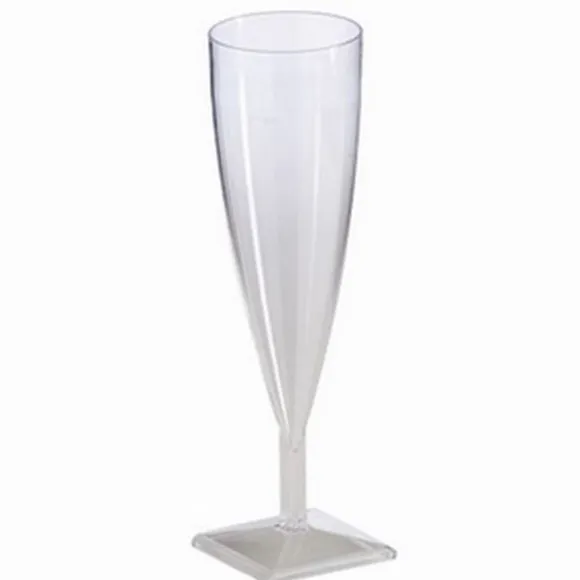 10 flûtes à champagne transparentes en plastique réutilisable - 12 cl