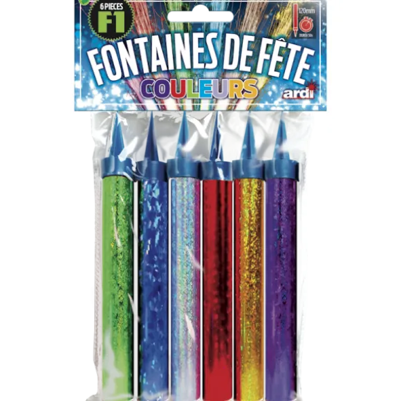 6 fontaines de fête colorées - 50 secondes