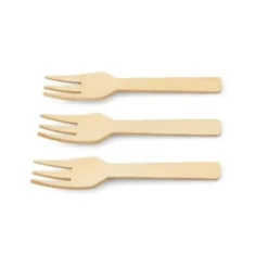 100 Fourchettes Trident en Bambou - 10 cm