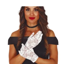 Gants blancs en dentelle - 22 cm
