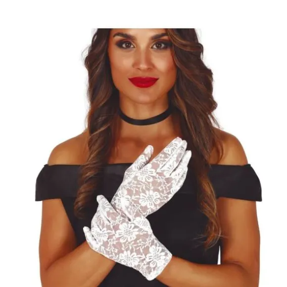 Gants blancs en dentelle - 22 cm