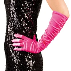 Gants Longs en Satin - Rose Flashy