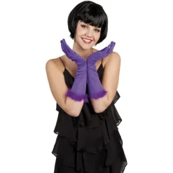 Gants Mi-Longs avec plumes Violet