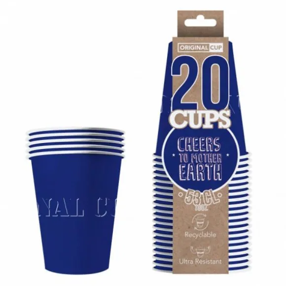 20 Gobelets à Beer Pong en Carton - Bleu