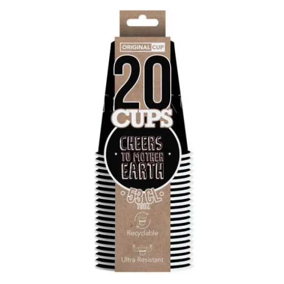20 Gobelets à Beer Pong en Carton - Noir