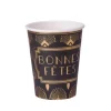 8 Gobelets "Bonnes Fêtes" - Collection Paon - Noir floqué Or