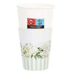 8 gobelets en carton avec couverture - Floral White