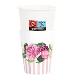 8 gobelets en carton avec couverture - Floral Pink
