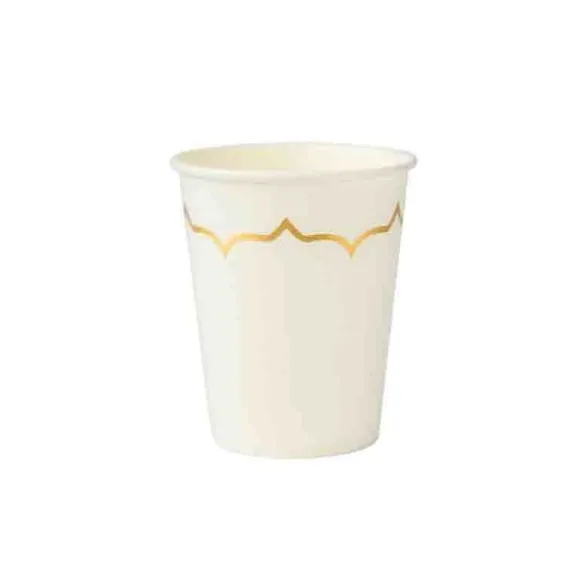 8 gobelets en carton avec dorure - 25 cl - Couleur au choix