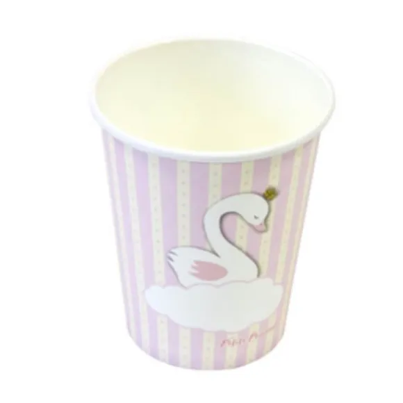 6 Gobelets en Carton - Baby Shower - Cygne Rose