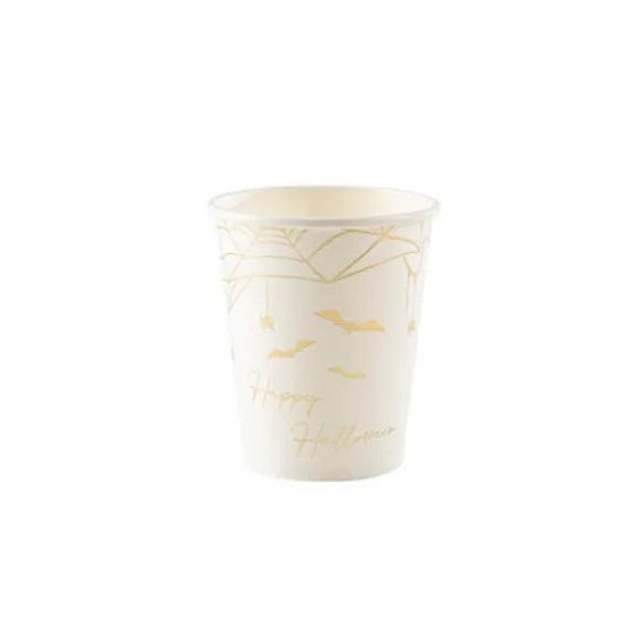 8 Gobelets en carton - Blanc et Or Halloween