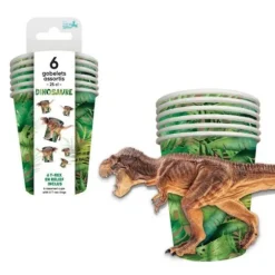 6 gobelets en carton - 25 cl - Collection Dinosaure
