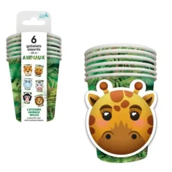 6 gobelets en carton - 25 cl - Collection Animaux