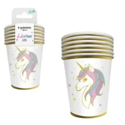 6 gobelets en carton - 25 cl - Collection Licorne