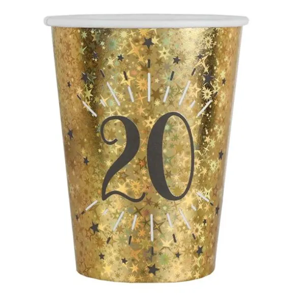 10 gobelets en carton - 27 cl - Collection Joyeux Anniversaire Étincelant Or - Âge au choix
