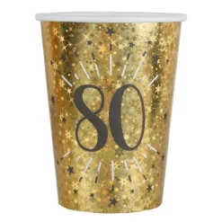 10 gobelets en carton - 27 cl - Collection Joyeux Anniversaire Étincelant Or - Âge au choix