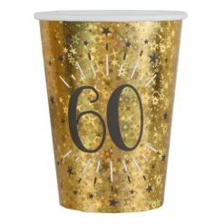 10 gobelets en carton - 27 cl - Collection Joyeux Anniversaire Étincelant Or - Âge au choix