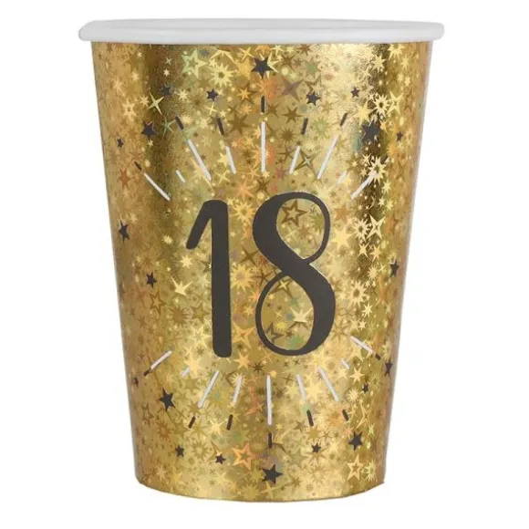 10 gobelets en carton - 27 cl - Collection Joyeux Anniversaire Étincelant Or - Âge au choix