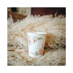 8 Gobelets en carton - Collection Pampas, Fleurs de Coton et Or