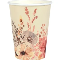 10 gobelets en carton FSC® - 270 ml - Collection Amour Floral