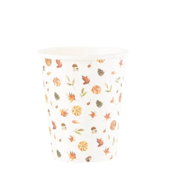 8 gobelets en carton FSC® - 255 ml - Un air d'automne - Châtaigne, Terracotta et Or